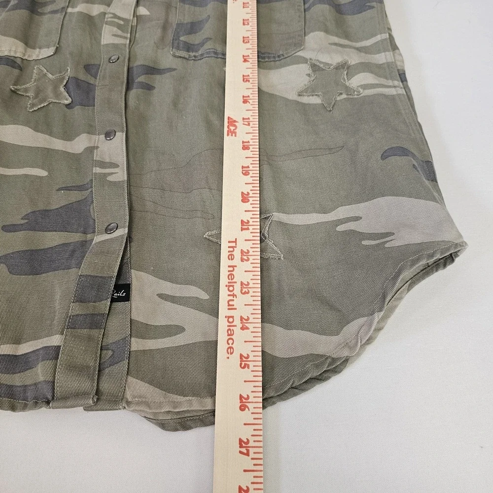 RAILS Marcel Sz Small Sage Camo Snap Front Button Long Sleeve Stars Shirt Jacket
